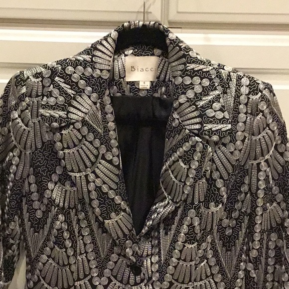 Biacci Black & White Unique Embroidered Jacket - Picture 2 of 8